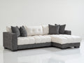 Canapé d'angle - Tissu - 306 x 176 x 86 cm - Beige-Anthracite - Style contemporain capitonné