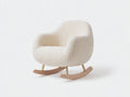 Fauteuil à bascule-Tissu bouclé-Bois-Métal-79x88x82 cm-Blanc cassé-Style contemporain
