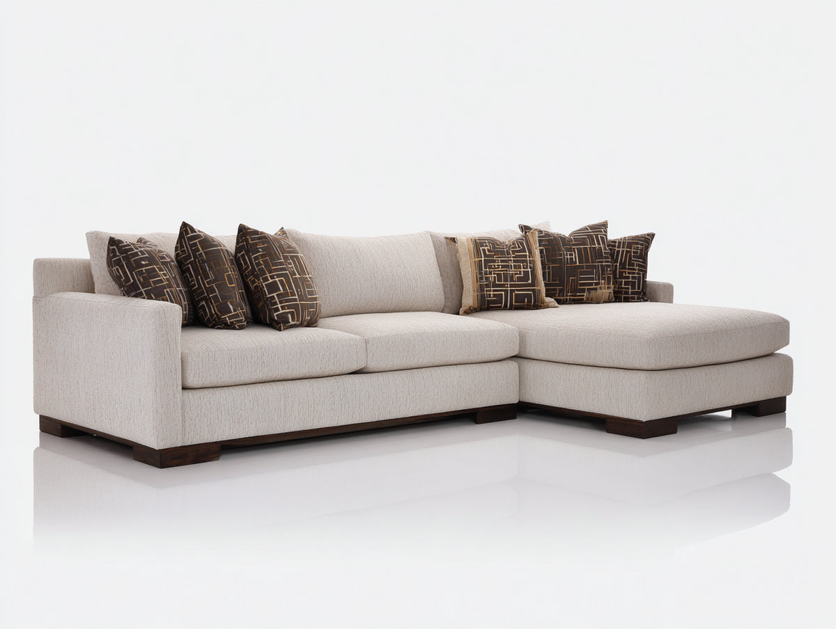 Canapé d'angle - Tissu - 297 x 168 x 84 cm - Beige - Style contemporain élégant