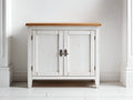 Buffet - Bois - 94x39x88 cm - Blanc vieilli-Bois naturel - Rustique