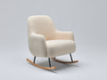 Fauteuil à bascule-Tissu bouclé-Bois-Métal-80x90x96 cm-Crème-Style contemporain