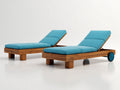 Bain de soleil - Bois-Tissu - 202 x 74 x 88 cm - Marron-Turquoise - Style moderne