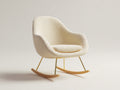 Fauteuil à bascule-Tissu bouclé-Bois-Métal-79x92x95 cm-Crème-Style contemporain