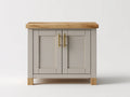 Buffet - Bois - 84x40x82 cm - Gris perle-Bois naturel - Contemporain