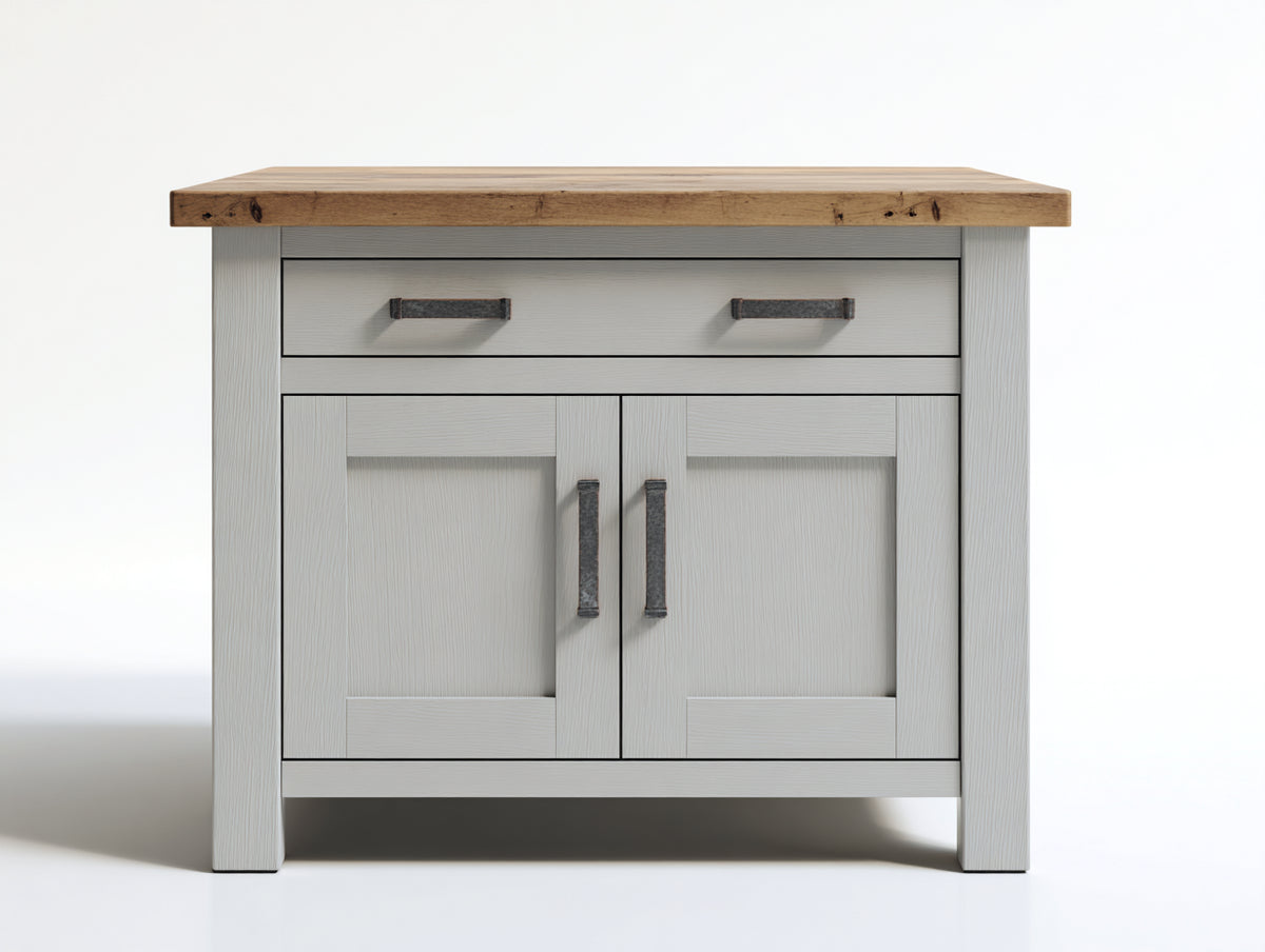 Buffet - Bois - 102x45x88 cm - Gris clair-Bois naturel - Contemporain