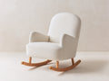 Fauteuil à bascule-Tissu bouclé-Bois-80x92x101 cm-Blanc cassé-Style minimaliste