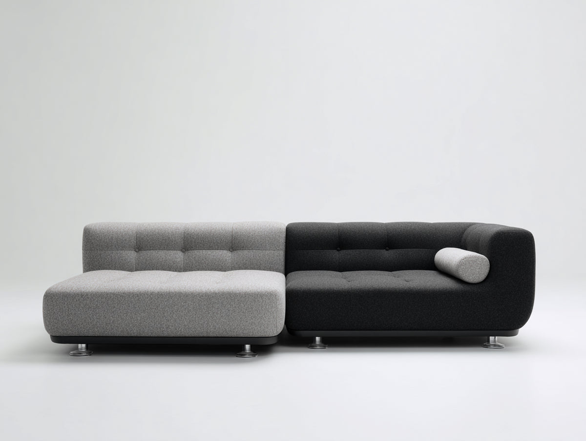 Canapé d'angle - Tissu - 254 x 98 x 78 cm - Gris clair-Anthracite - Style contemporain