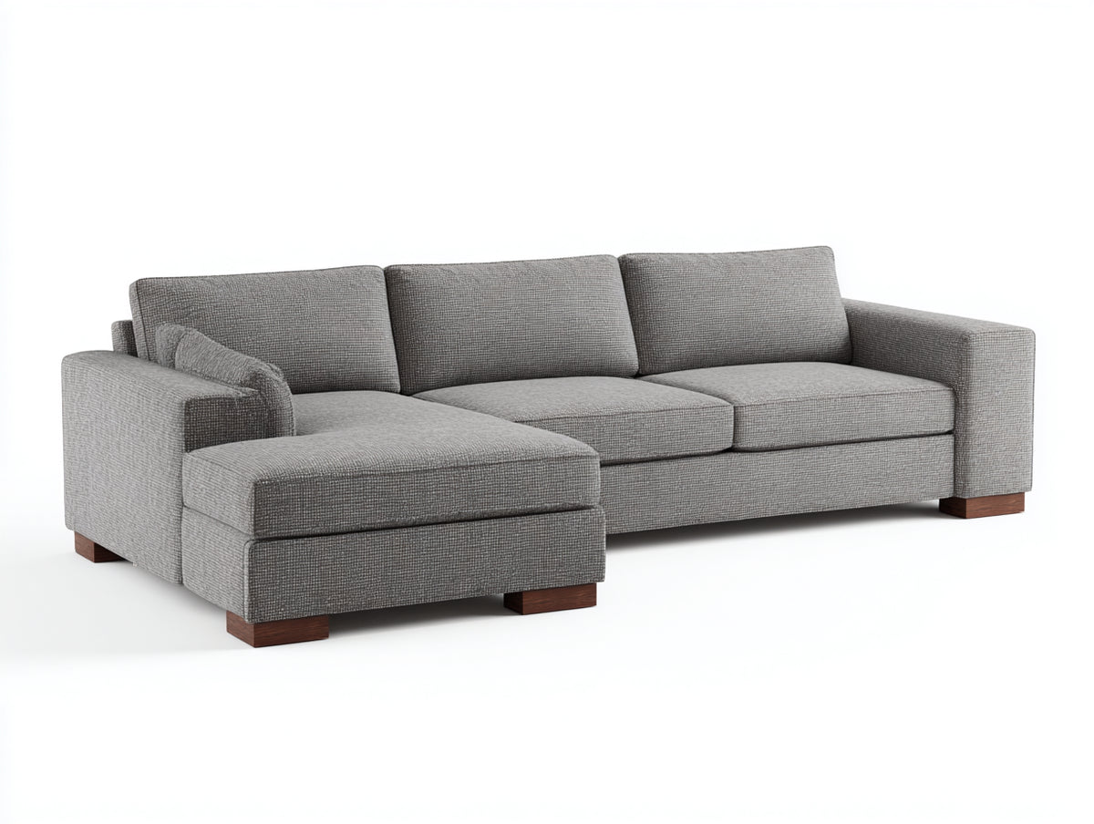 Canapé d'angle - Tissu - 292 x 171 x 86 cm - Gris - Style moderne