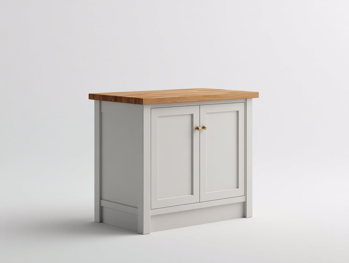 Buffet - Bois - 86x42x82 cm - Blanc cassé-Bois naturel - Contemporain