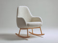 Fauteuil à bascule-Tissu bouclé-Bois-77x91x98 cm-Blanc cassé-Style scandinave