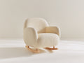 Fauteuil à bascule-Tissu bouclé-Bois-82x88x84 cm-Crème-Style contemporain