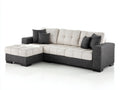 Canapé d'angle - Tissu - 296 x 170 x 88 cm - Beige-Anthracite - Style moderne capitonné