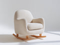 Fauteuil à bascule-Tissu bouclé-Bois-82x91x90 cm-Crème-Style minimaliste