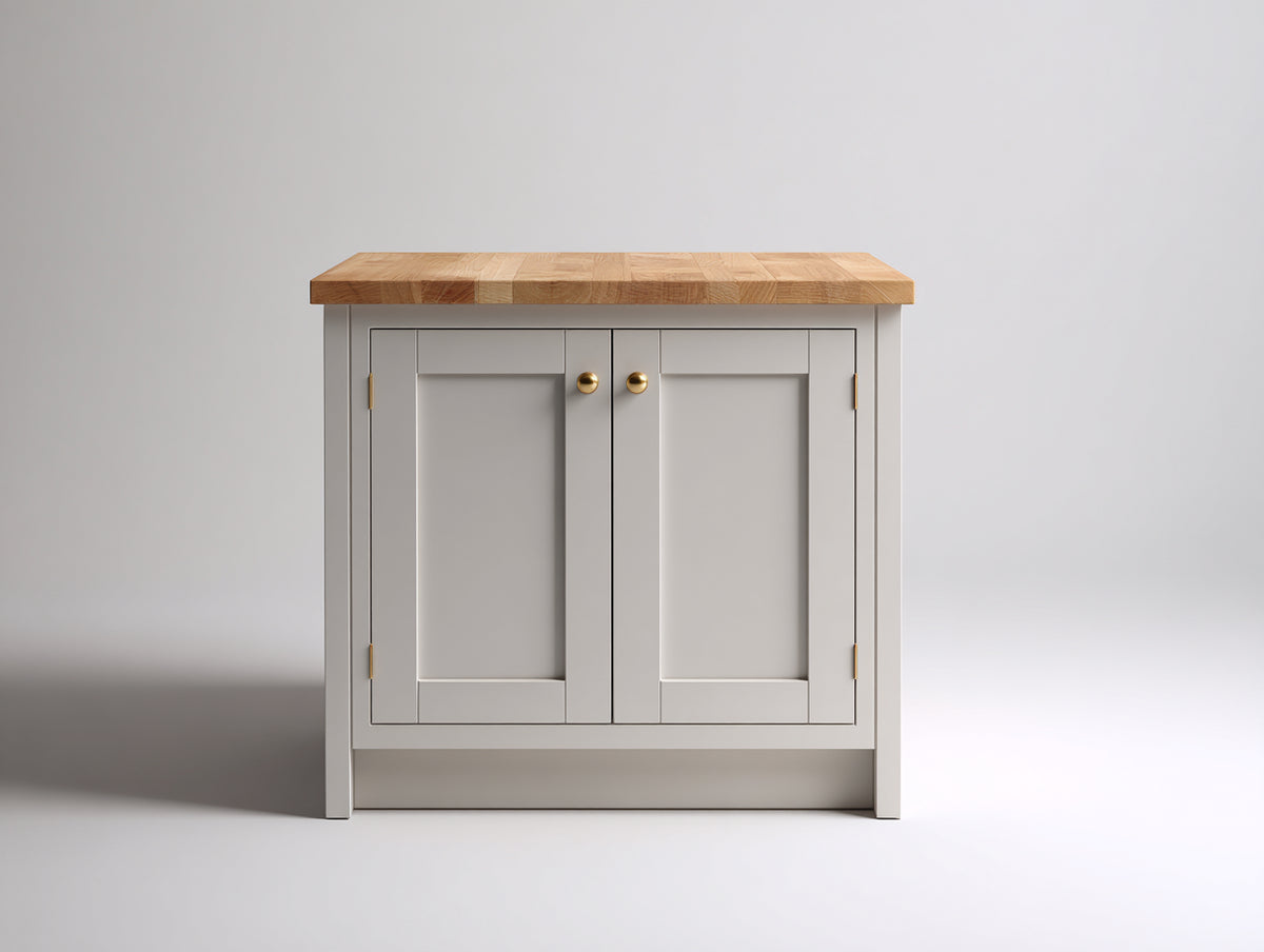 Buffet - Bois - 88x42x84 cm - Gris perle-Bois naturel - Style Shaker