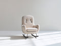 Fauteuil à bascule-Tissu bouclé-Métal-76x87x102 cm-Beige clair-Style contemporain