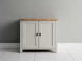 Buffet - Bois - 80x35x85 cm - Blanc cassé-Bois naturel - Style Shaker