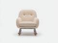 Fauteuil à bascule-Tissu bouclé-Bois-Métal-80x90x94 cm-Beige crème-Style contemporain