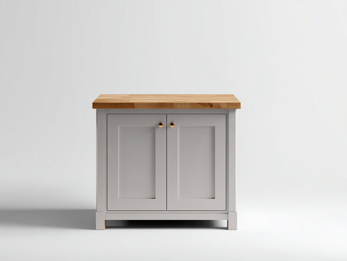 Buffet - Bois - 86x42x84 cm - Gris perle-Bois naturel - Contemporain