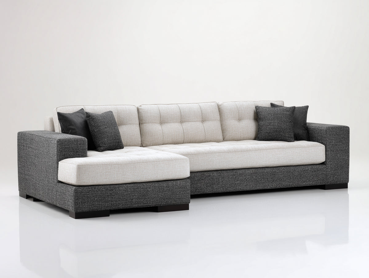 Canapé d'angle - Tissu - 294 x 168 x 85 cm - Beige-Anthracite - Style urbain moderne