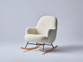 Fauteuil à bascule-Tissu bouclé-Bois-Métal-76x90x96 cm-Blanc cassé-Style contemporain
