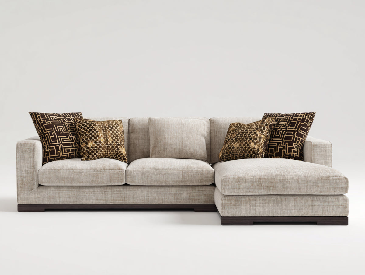 Canapé d'angle - Tissu - 286 x 164 x 83 cm - Beige - Style moderne épuré