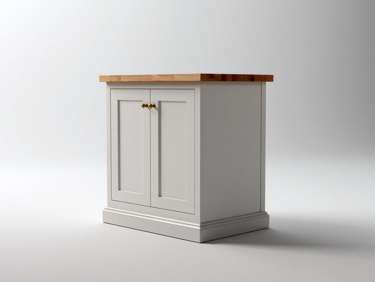 Buffet - Bois - 88x44x90 cm - Blanc cassé-Bois naturel - Classique
