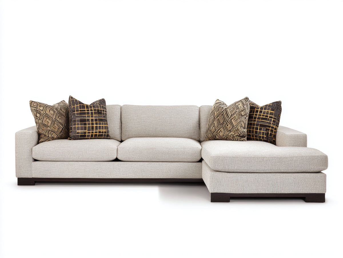 Canapé d'angle - Tissu - 289 x 166 x 84 cm - Beige - Style contemporain épuré