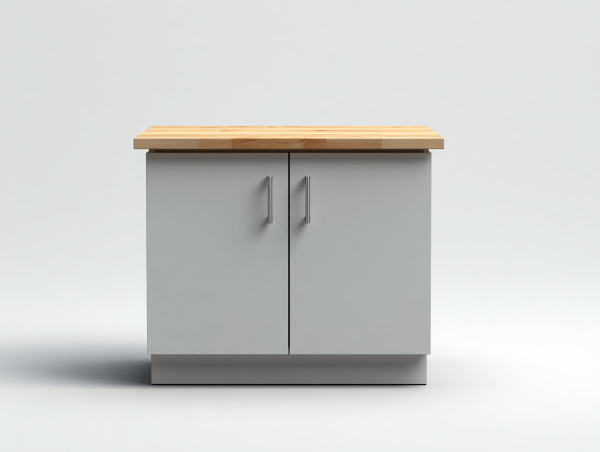 Buffet - Bois - 92x45x84 cm - Gris clair-Bois naturel - Minimaliste